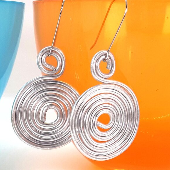 Bold Spiral Dangle Earrings Handcrafted in Canada - Picture 8 of 8